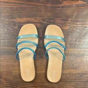 Abound Aqua jelly Strappy Sandals slip on open toe 7.5 size
